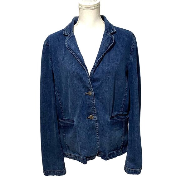 Rafella Jean Jacket Size 14 Boho Hippie Grunge Eighties Denim Blazer Pockets - Picture 1 of 6